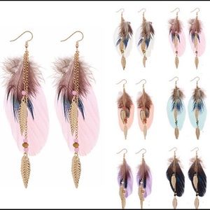 New! Long Feather Dangle Earrings